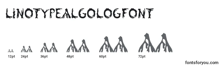 Linotypealgologfont-fontin koot