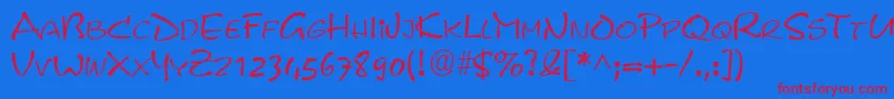 PyxidRegular Font – Red Fonts on Blue Background