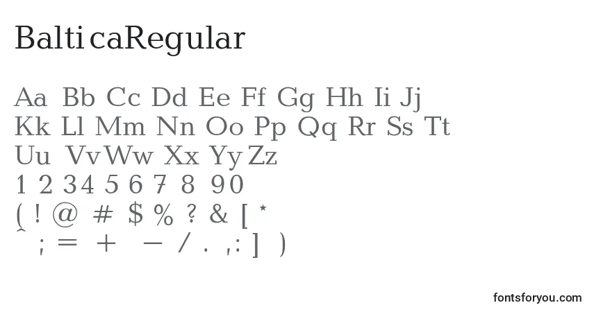 Schriftart BalticaRegular – Alphabet, Zahlen, spezielle Symbole