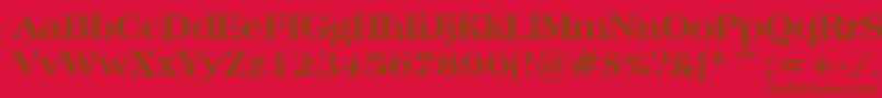 AmericanaExtraBoldBt-Schriftart – Braune Schriften auf rotem Hintergrund