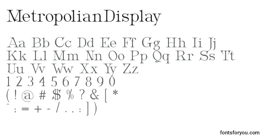 MetropolianDisplay (116194)-fontti – aakkoset, numerot, erikoismerkit