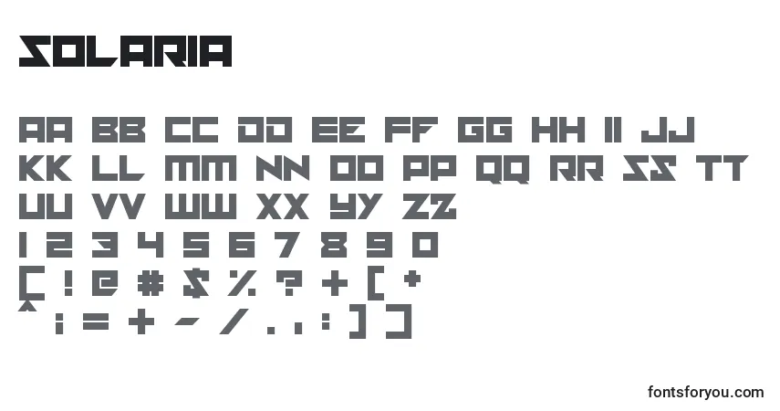 Solaria-fontti – aakkoset, numerot, erikoismerkit