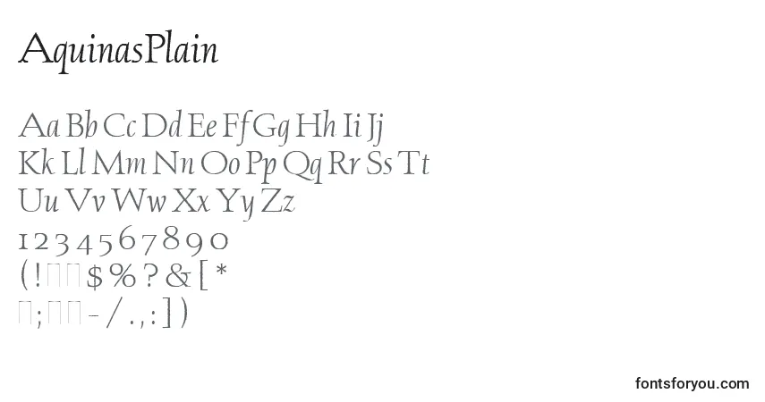A fonte AquinasPlain – alfabeto, números, caracteres especiais
