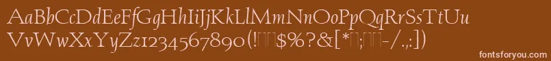 Czcionka AquinasPlain – różowe czcionki na brązowym tle