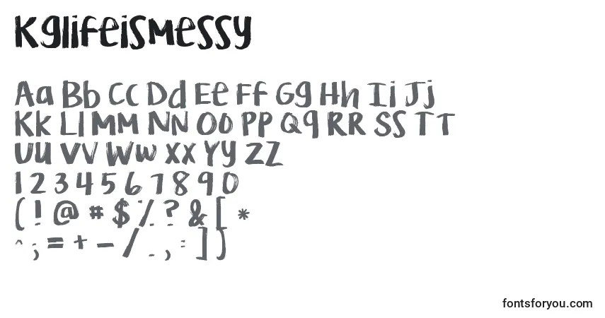 Czcionka Kglifeismessy – alfabet, cyfry, specjalne znaki