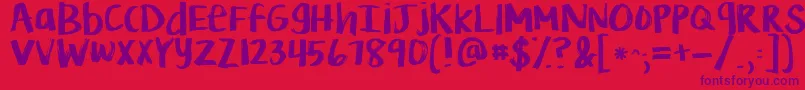 Kglifeismessy Font – Purple Fonts on Red Background