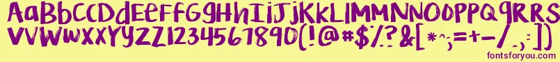 Kglifeismessy Font – Purple Fonts on Yellow Background