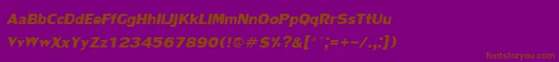 LilyupcBoldItalic-fontti – ruskeat fontit violetilla taustalla