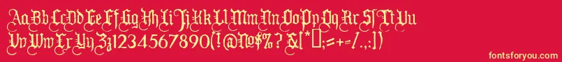Ww2bh-Schriftart – Gelbe Schriften auf rotem Hintergrund