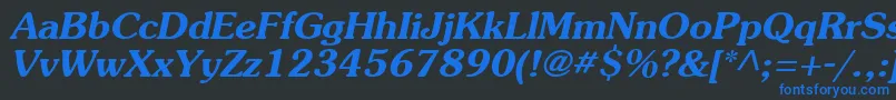 フォントAgSouvenirBoldItalic – 黒い背景に青い文字