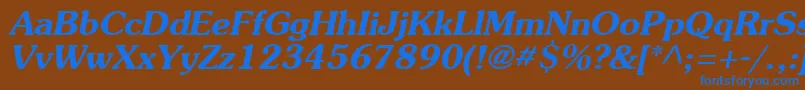 AgSouvenirBoldItalic-Schriftart – Blaue Schriften auf braunem Hintergrund