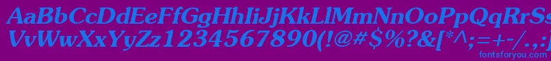 AgSouvenirBoldItalic-fontti – siniset fontit violetilla taustalla