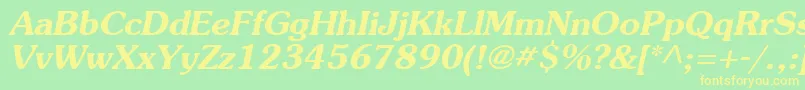AgSouvenirBoldItalic-fontti – keltaiset fontit vihreällä taustalla