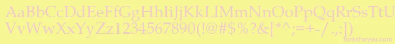 BookAntiqua-fontti – vaaleanpunaiset fontit keltaisella taustalla