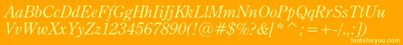 CenturyOldstyleItalicBt-Schriftart – Gelbe Schriften auf orangefarbenem Hintergrund