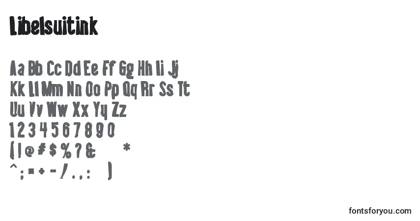 Czcionka Libelsuitink – alfabet, cyfry, specjalne znaki
