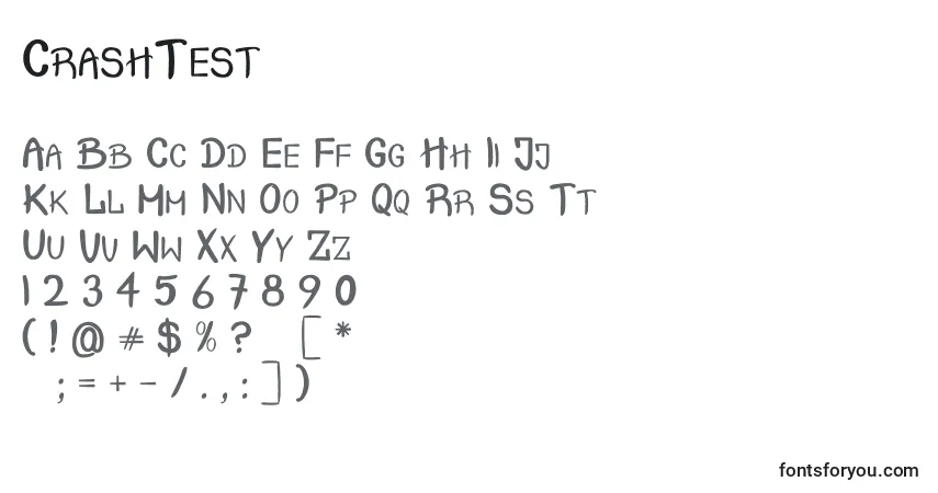 A fonte CrashTest (116207) – alfabeto, números, caracteres especiais