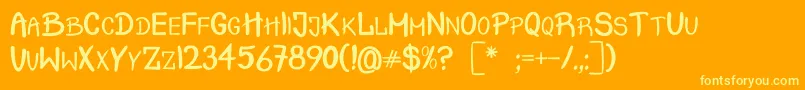 Fonte CrashTest – fontes amarelas em um fundo laranja