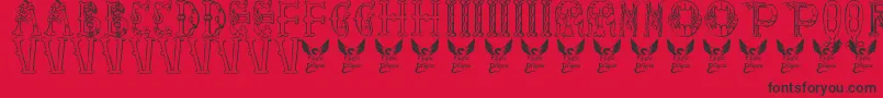Libraryofminerva-Schriftart – Schwarze Schriften auf rotem Hintergrund