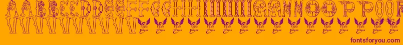 Libraryofminerva-Schriftart – Violette Schriften auf orangefarbenem Hintergrund