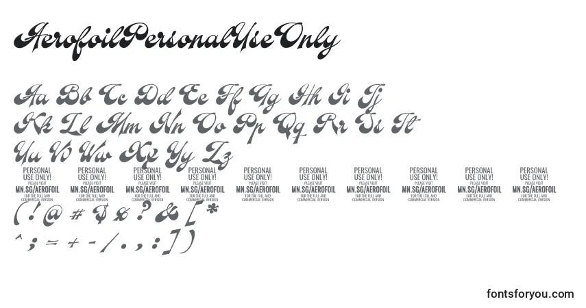 Czcionka AerofoilPersonalUseOnly – alfabet, cyfry, specjalne znaki