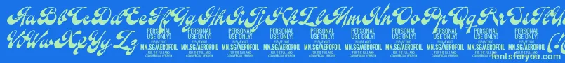 AerofoilPersonalUseOnly Font – Green Fonts on Blue Background