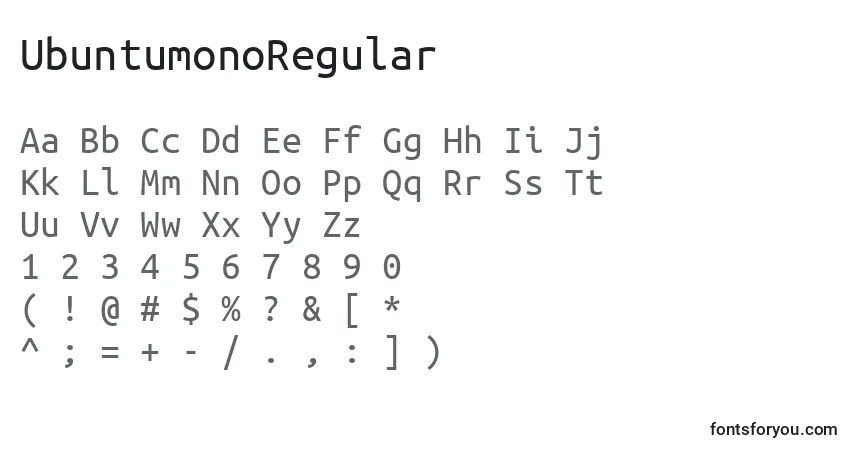 Schriftart UbuntumonoRegular – Alphabet, Zahlen, spezielle Symbole