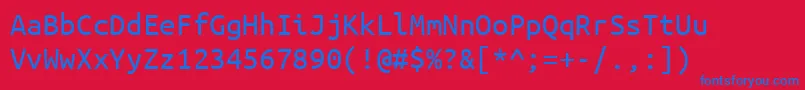 Czcionka UbuntumonoRegular – niebieskie czcionki na czerwonym tle