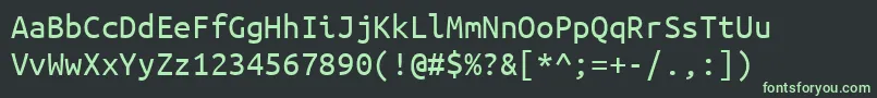 UbuntumonoRegular-Schriftart – Grüne Schriften auf schwarzem Hintergrund