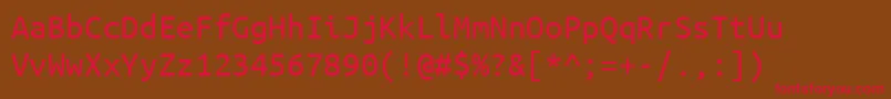 Fonte UbuntumonoRegular – fontes vermelhas em um fundo marrom