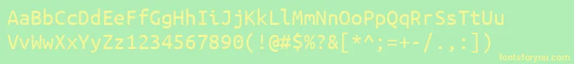 UbuntumonoRegular-Schriftart – Gelbe Schriften auf grünem Hintergrund