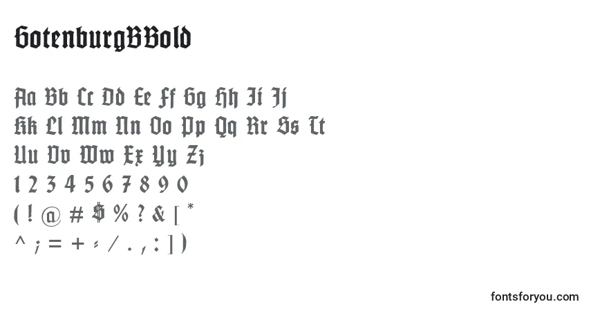 Czcionka GotenburgBBold – alfabet, cyfry, specjalne znaki