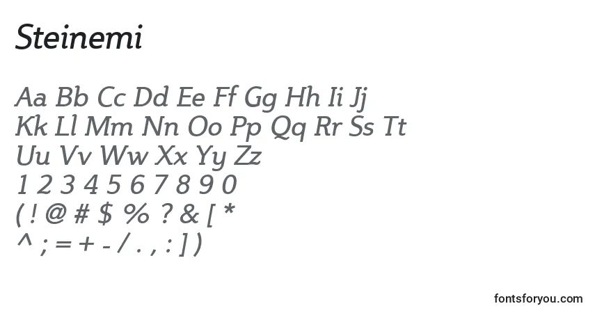 A fonte Steinemi – alfabeto, números, caracteres especiais