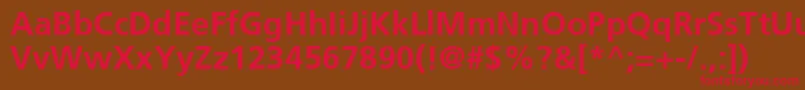 フォントFrutigerCe65Bold – 赤い文字が茶色の背景にあります。