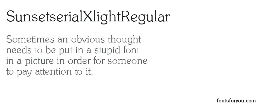 Review of the SunsetserialXlightRegular Font