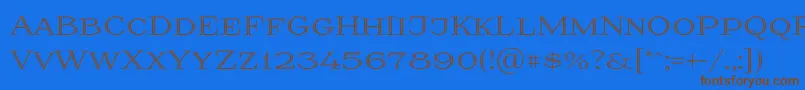 フォントPrida36 – 茶色の文字が青い背景にあります。