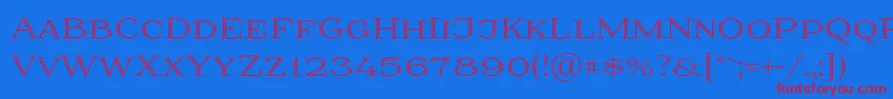 Prida36 Font – Red Fonts on Blue Background