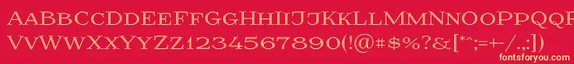 Prida36 Font – Yellow Fonts on Red Background