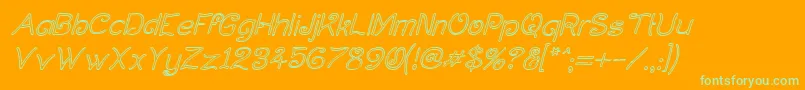 CurlmudgeonHollowItalic-Schriftart – Grüne Schriften auf orangefarbenem Hintergrund