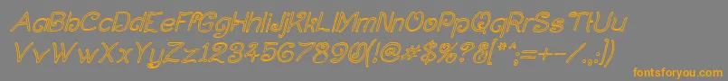 CurlmudgeonHollowItalic-Schriftart – Orangefarbene Schriften auf grauem Hintergrund