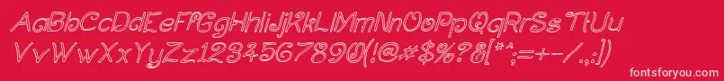 CurlmudgeonHollowItalic-Schriftart – Rosa Schriften auf rotem Hintergrund