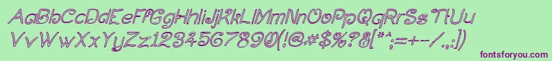 フォントCurlmudgeonHollowItalic – 緑の背景に紫のフォント