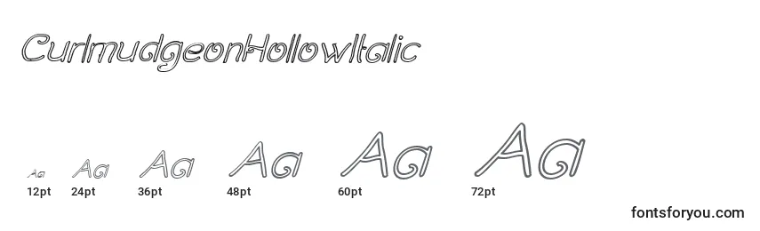 CurlmudgeonHollowItalic Font Sizes
