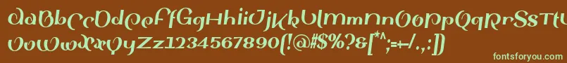 フォントSinahsansLtBlackCondensedItalic – 緑色の文字が茶色の背景にあります。