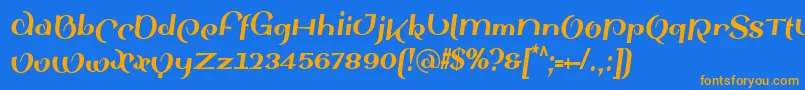 Czcionka SinahsansLtBlackCondensedItalic – pomarańczowe czcionki na niebieskim tle