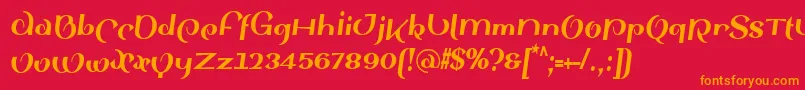 フォントSinahsansLtBlackCondensedItalic – 赤い背景にオレンジの文字