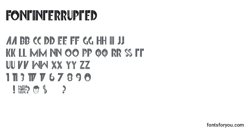 Шрифт FontInterrupted – алфавит, цифры, специальные символы