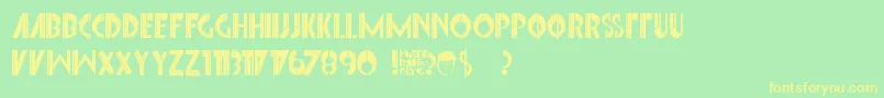 フォントFontInterrupted – 黄色の文字が緑の背景にあります