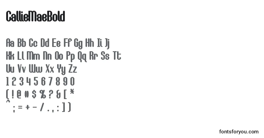 Schriftart CallieMaeBold (116223) – Alphabet, Zahlen, spezielle Symbole