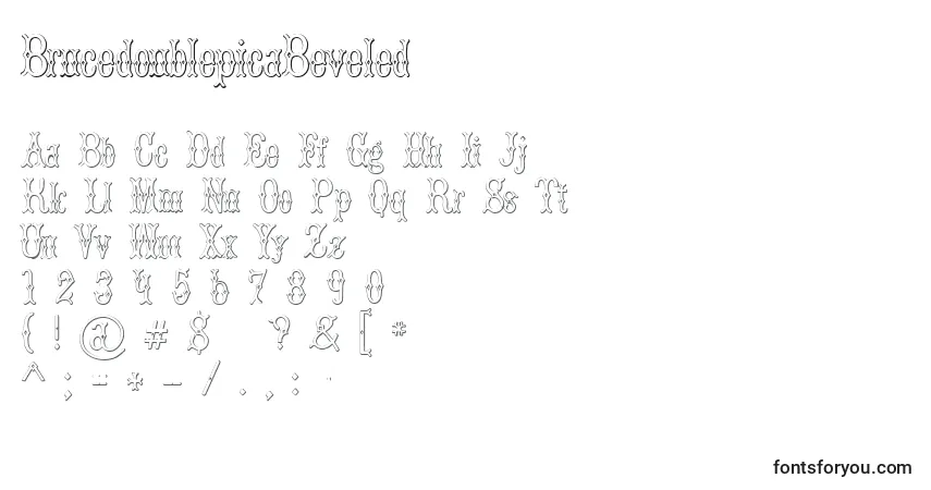 A fonte BrucedoublepicaBeveled (116224) – alfabeto, números, caracteres especiais